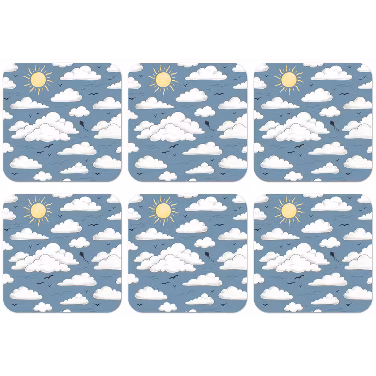 Lucht - Zon - Wolken - Natuur - Blauw onderzetter kurk middel -zkaufland3dotto