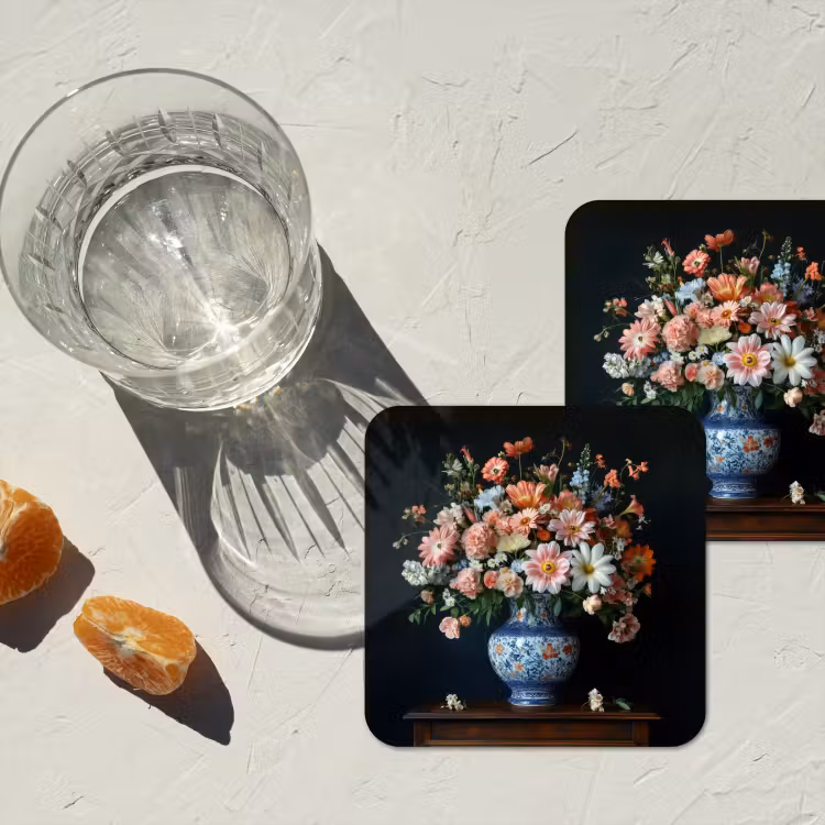 Hout - Vaas - Kleuren - Bloemen onderzetter kurk middel -sfeer4