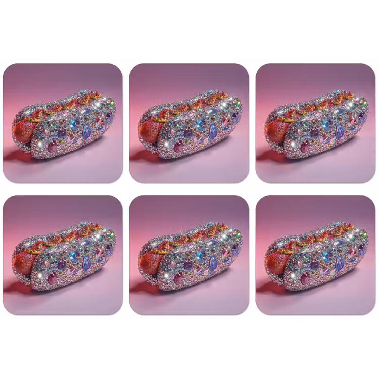 Hotdog - Steentjes - Glitters - Paars onderzetter kurk middel -zkaufland3dotto