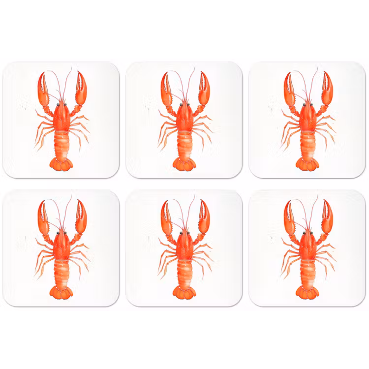 Kreeft - Waterverf - Aquarel - Oranje onderzetter kurk middel -zkaufland3dotto