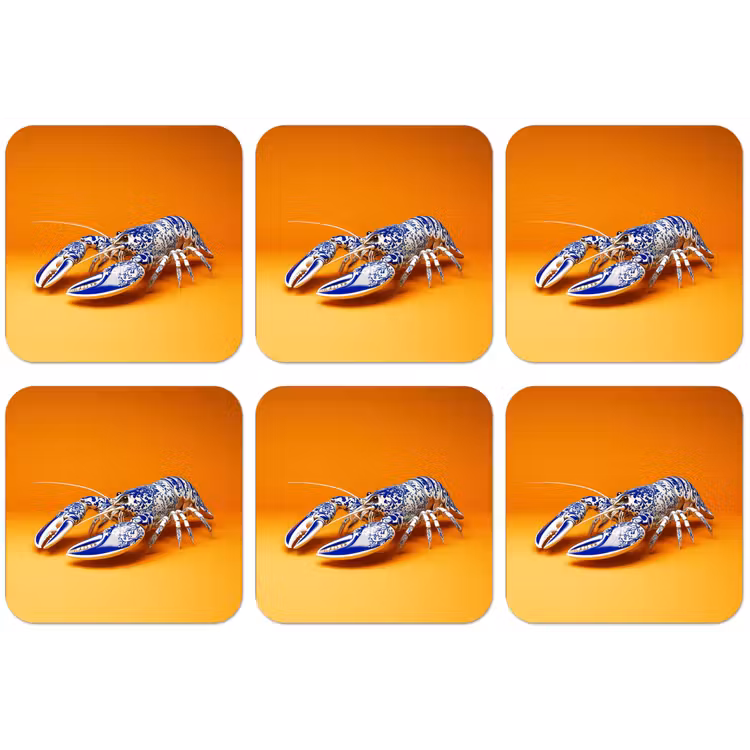 Kreeft - Delftsblauw - Schild - Stoer - Oranje onderzetter kurk middel -zkaufland3dotto