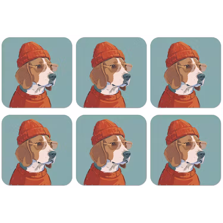 Hond - Beanie - Zonnebril - Dieren - Modern onderzetter kurk middel -zkaufland3dotto