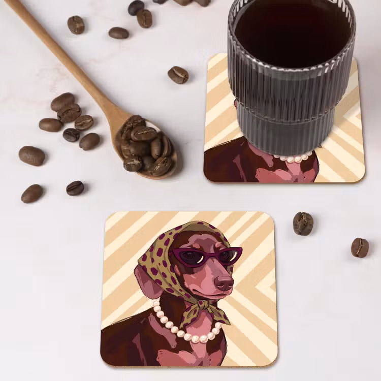 Hond - Zonnebril - Hoofddoek - Dieren - Modern onderzetter kurk middel -sfeer2