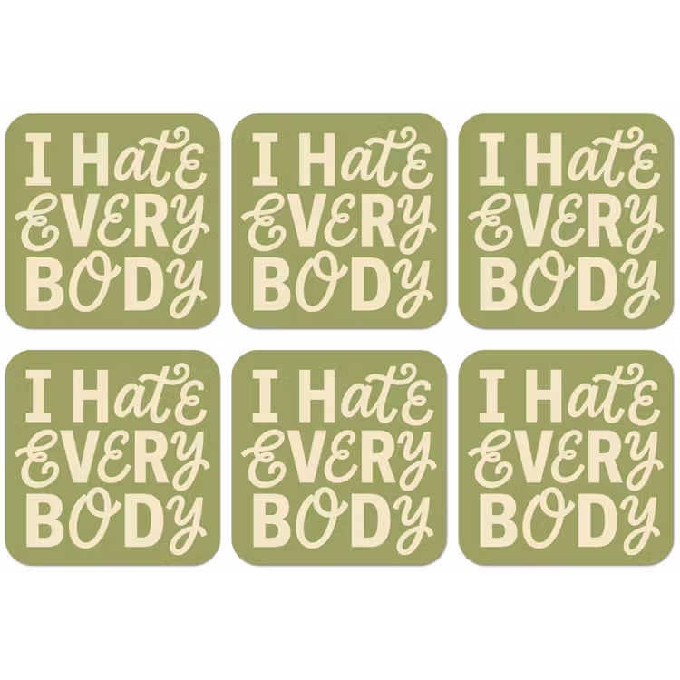 I hate everybody - Groen - Retro onderzetter kurk middel -zkaufland3dotto