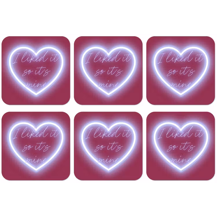 I liked it so it's mine - Neon hart - Roze onderzetter kurk middel -zkaufland3dotto