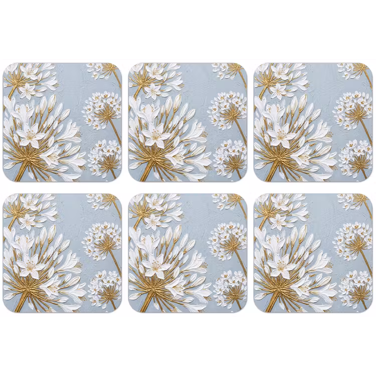 Illustratie - Bloemen - Blauw onderzetter kurk middel -zkaufland3dotto