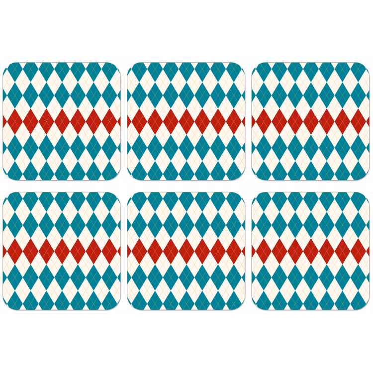 Illustratie - Ruiten - Rood - Groen onderzetter kurk middel 366 -zkaufland3dotto