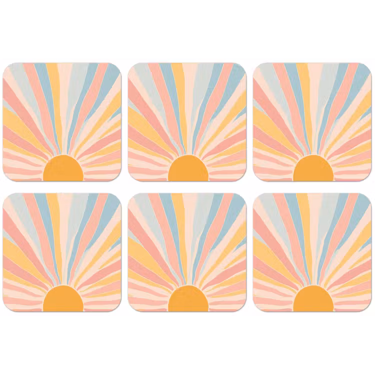 Illustratie - Zon - Pastelkleuren onderzetter kurk middel -zkaufland3dotto