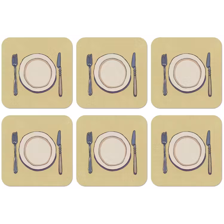 Illustratie - Bord - Bestek - Beige onderzetter kurk middel -zkaufland3dotto