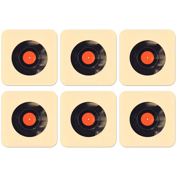 Illustratie - Vinylplaat - Beige - Vintage onderzetter kurk middel -zkaufland3dotto