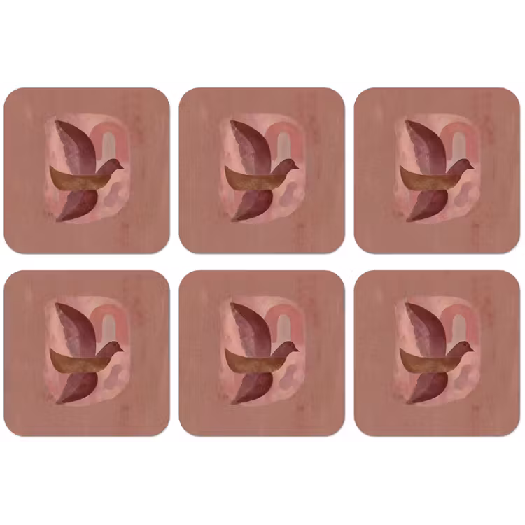 Illustratie - Vogels - Abstract - Roze onderzetter kurk middel -zkaufland3dotto