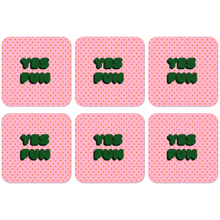 Yes fun - Groen - Roze - Stippen onderzetter kurk middel -zkaufland3dotto