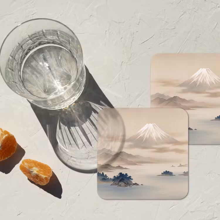 Japans - Landschap - Beige onderzetter kurk middel -sfeer4