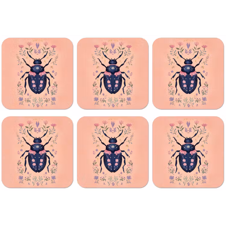 Kever - Donkerblauw - Bloemen - Sierlijk onderzetter kurk middel -zkaufland3dotto