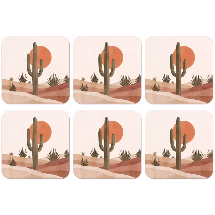 Cactus - Duinen - Modern - Landschap - Groen onderzetter kurk middel -zkaufland3dotto