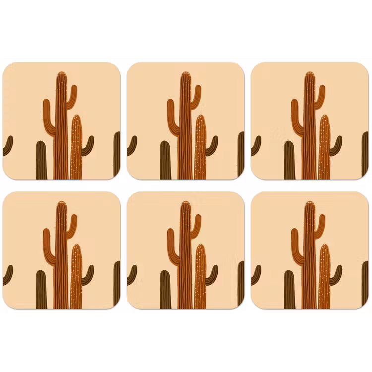 Cactus - Woestijn - Zand - Bruin onderzetter kurk middel -zkaufland3dotto