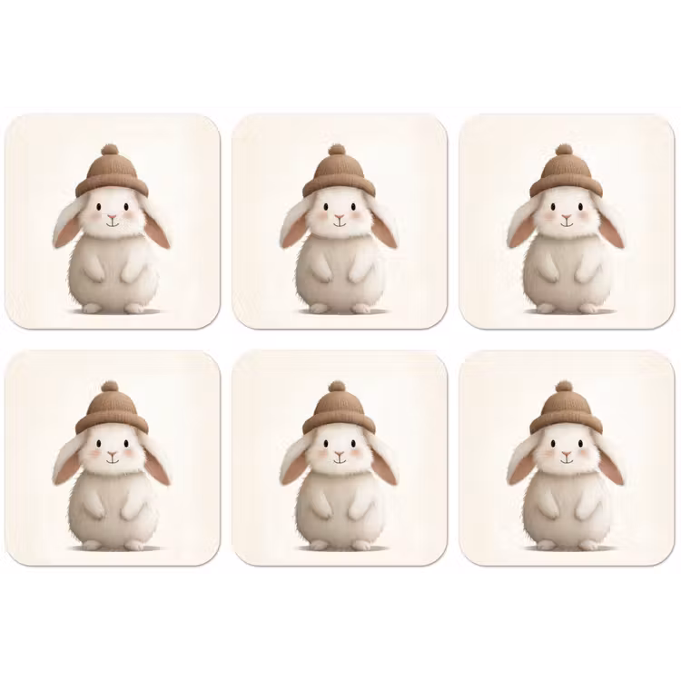 Konijn - Muts - Oren - Beige onderzetter kurk middel -zkaufland3dotto