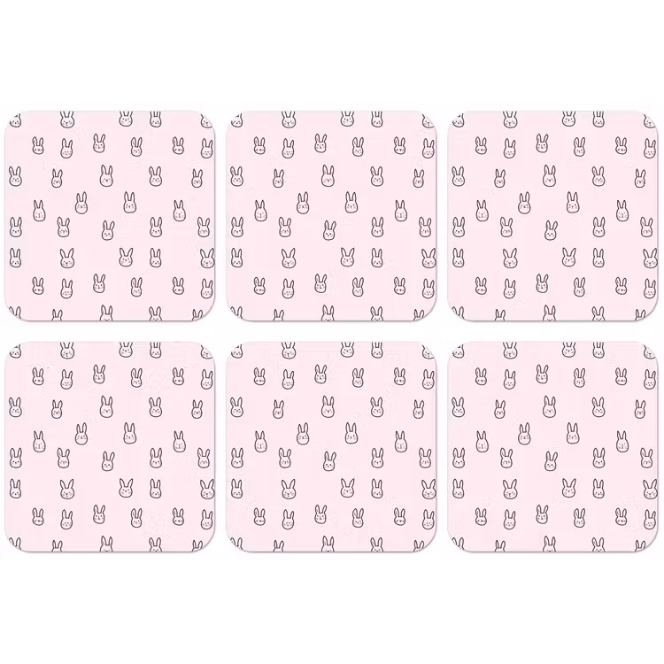 Konijnen - Minimalistisch - Roze onderzetter kurk middel 366 -zkaufland3dotto
