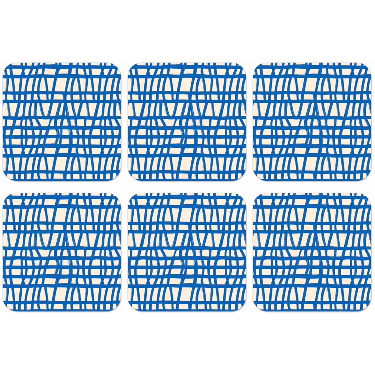 Ruitpatroon - Blauw - Crème onderzetter kurk middel 366 -zkaufland3dotto
