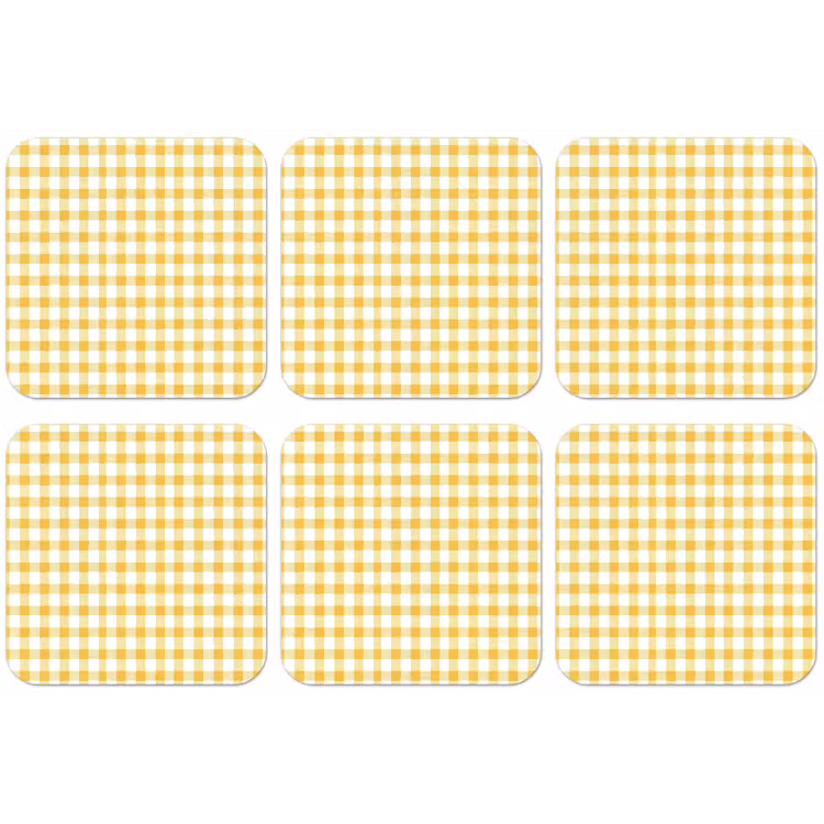 Ruit - Gingham - Klassiek - Geel en Wit onderzetter kurk middel 366 -zkaufland3dotto