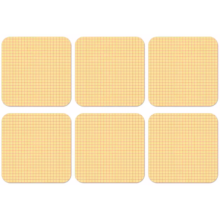 Ruitjes - Grid - Minimalistisch - Geel - Roze onderzetter kurk middel 366 -zkaufland3dotto