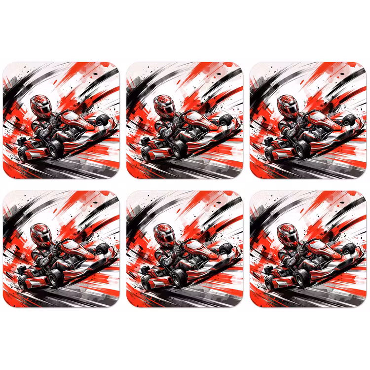 Kart - Coureur - Snelheid - Rood onderzetter kurk middel -zkaufland3dotto