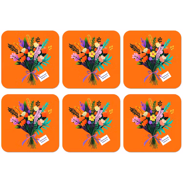 Kaartje - Boeket - Bloemen onderzetter kurk middel -zkaufland3dotto