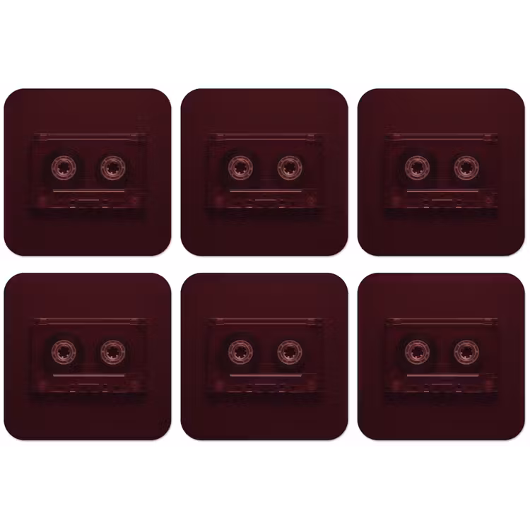 Cassetteband - Bordeaux - Vintage onderzetter kurk middel -zkaufland3dotto