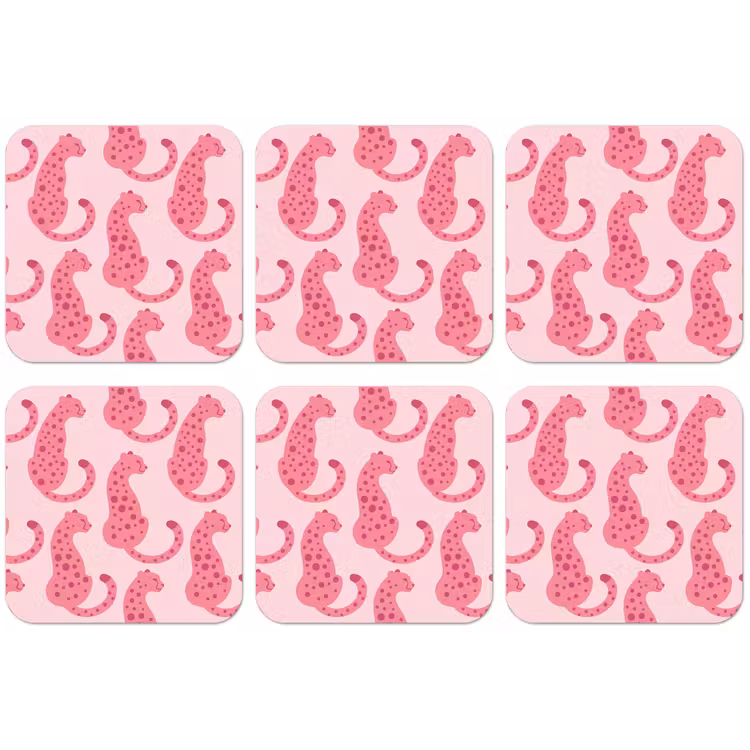 Kat - Gevlekt - Dieren - Patroon - Roze onderzetter kurk middel -zkaufland3dotto