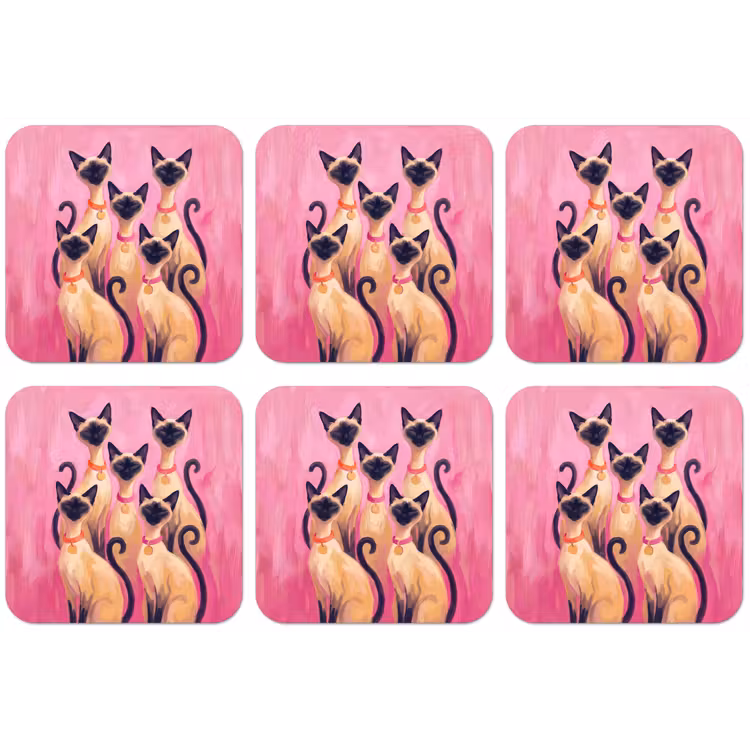 Kat - Groep - Dieren - Modern - Roze onderzetter kurk middel -zkaufland3dotto