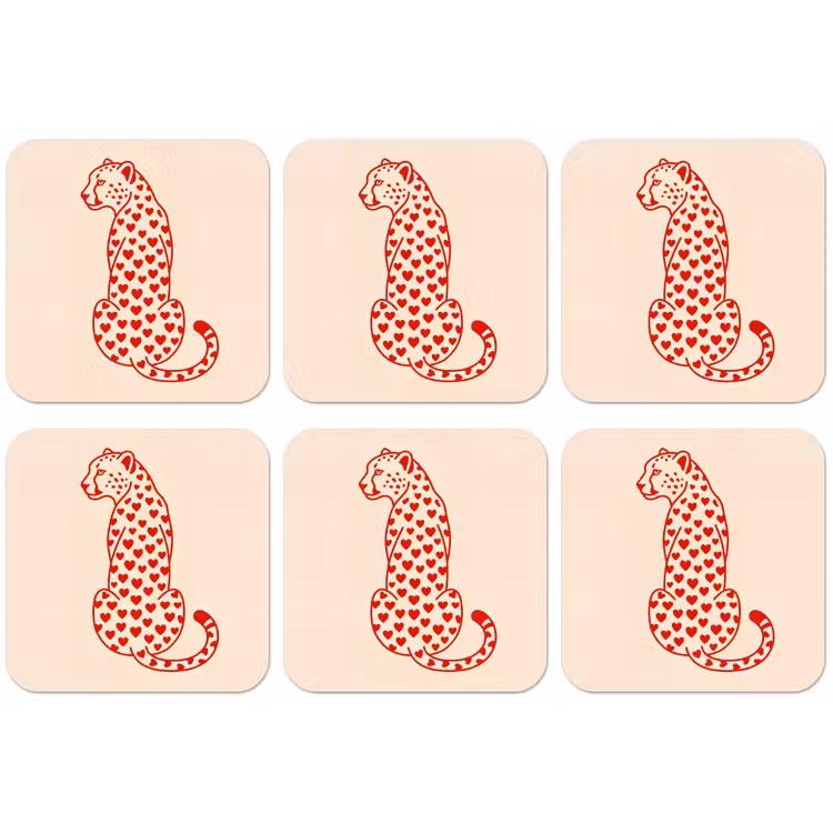 Kat - Harten - Dieren - Modern - Rood onderzetter kurk middel -zkaufland3dotto