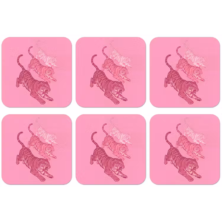 Kat - Springend - Dieren - Roze - Modern onderzetter kurk middel -zkaufland3dotto