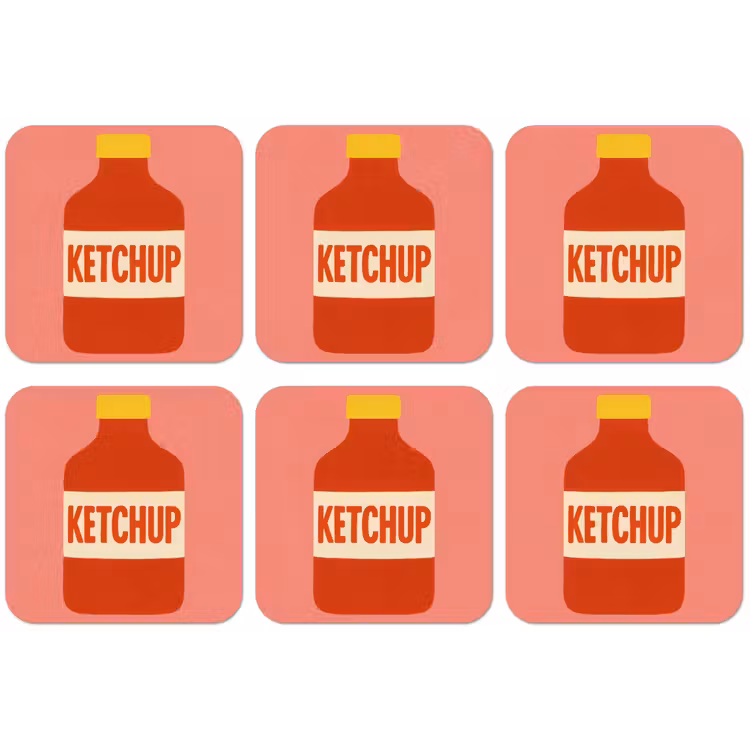 Ketchup - Fles - Rood - Minimalistisch onderzetter kurk middel -zkaufland3dotto