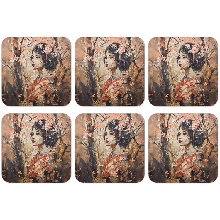 Kimono - Vrouw - kersenbomen onderzetter kurk middel -zkaufland3dotto