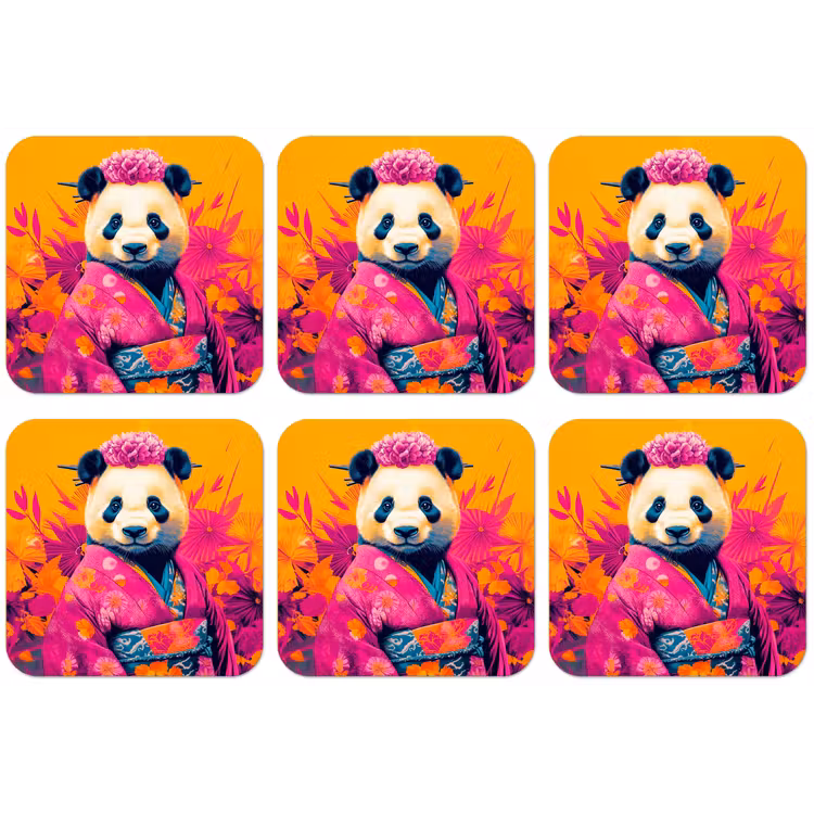 Kimono - Roze - Panda - Bloemenkroon onderzetter kurk middel -zkaufland3dotto