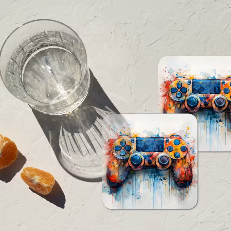 Kinder- en tiener kamer - Gaming - Game controller onderzetter kurk middel -sfeer4