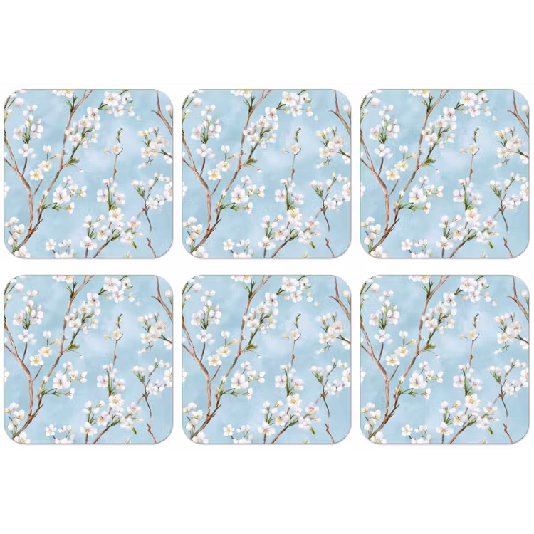 Kersenbloesem - Textuur - Blauw onderzetter kurk middel 366 -zkaufland3dotto