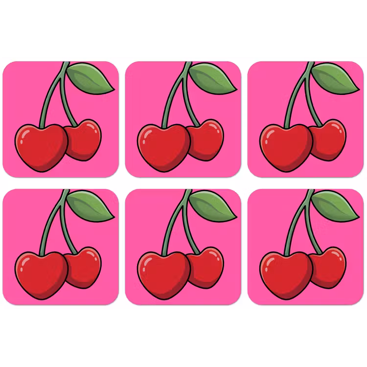 Kers - Roze - Fruit onderzetter kurk middel -zkaufland3dotto