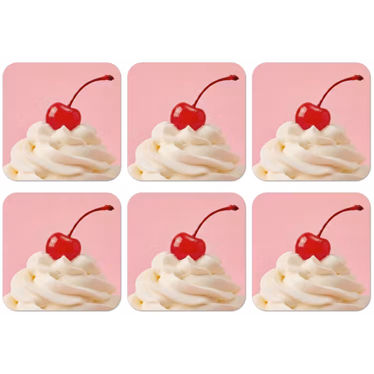 Kers - Slagroom - Roze onderzetter kurk middel -zkaufland3dotto