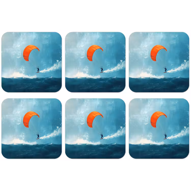 Kitesurfer - Oranje - Zee - Lucht onderzetter kurk middel -zkaufland3dotto