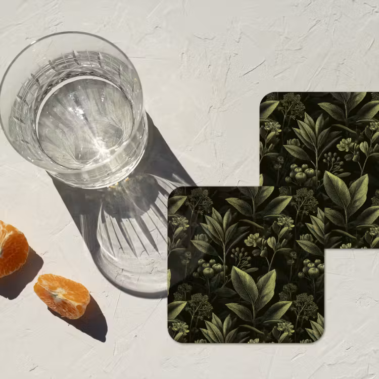Klassiek - Donker - Botanisch - Planten onderzetter kurk middel 366 -sfeer4