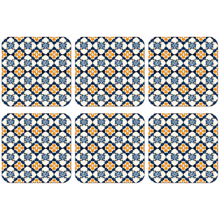 Klassiek - Geometrisch - Blauw onderzetter kurk middel 366 -zkaufland3dotto