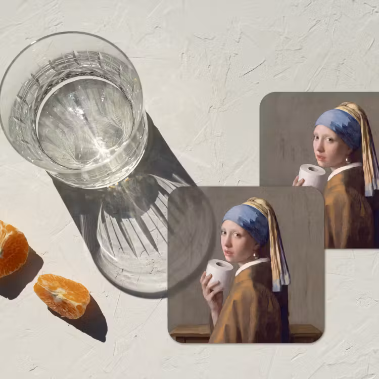 Klassiek - Humor - Kleurrijk onderzetter kurk middel -sfeer4