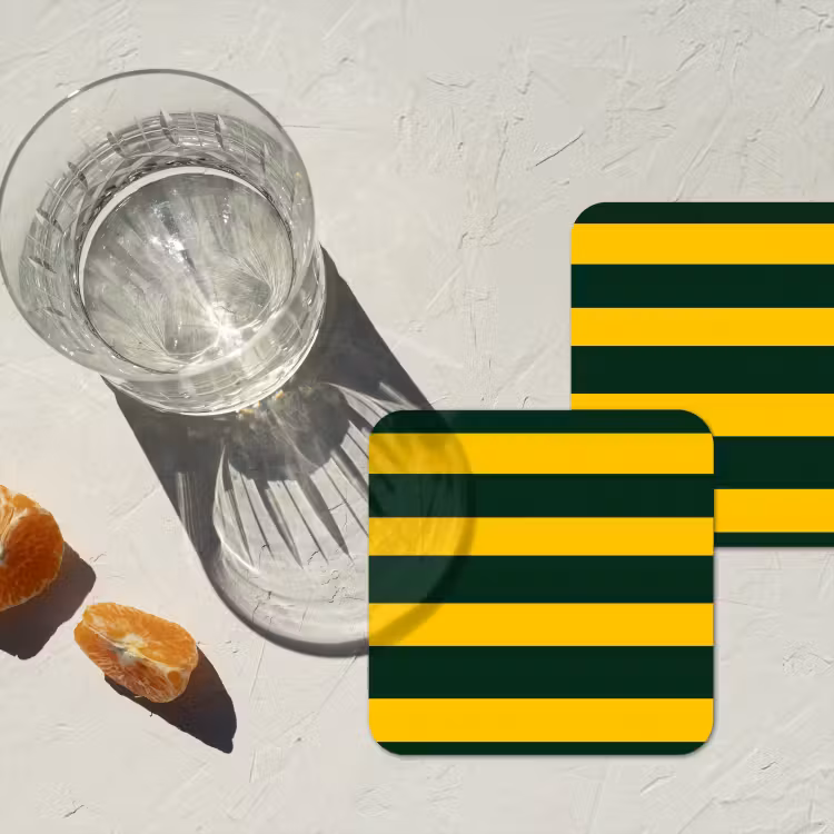 Klassiek - Strepen - Groen onderzetter kurk middel 366 -sfeer4