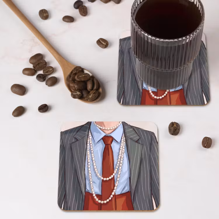 Kleding - Strik - Parels - Klassiek - Mode onderzetter kurk middel -sfeer2