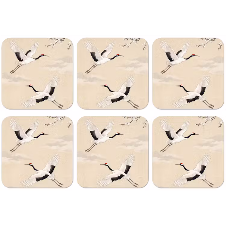 Kraanvogels - Bloesem - Beige onderzetter kurk middel -zkaufland3dotto