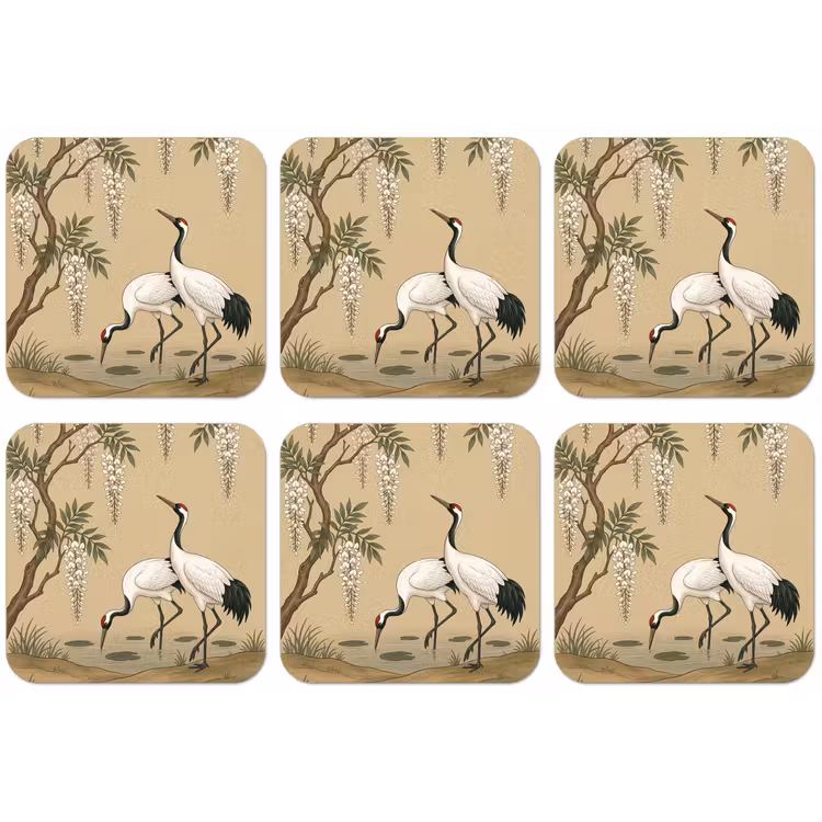 Kraanvogels - Water - Beige onderzetter kurk middel -zkaufland3dotto