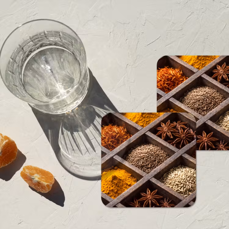 Untersetzer - Kräuter – Holz – Essen - Kruiden - Houten - Eten onderzetter kurk middel