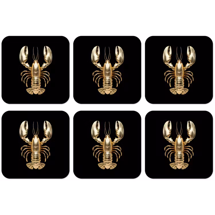 Kreeft - Goud - Textuur - Zwart onderzetter kurk middel -zkaufland3dotto