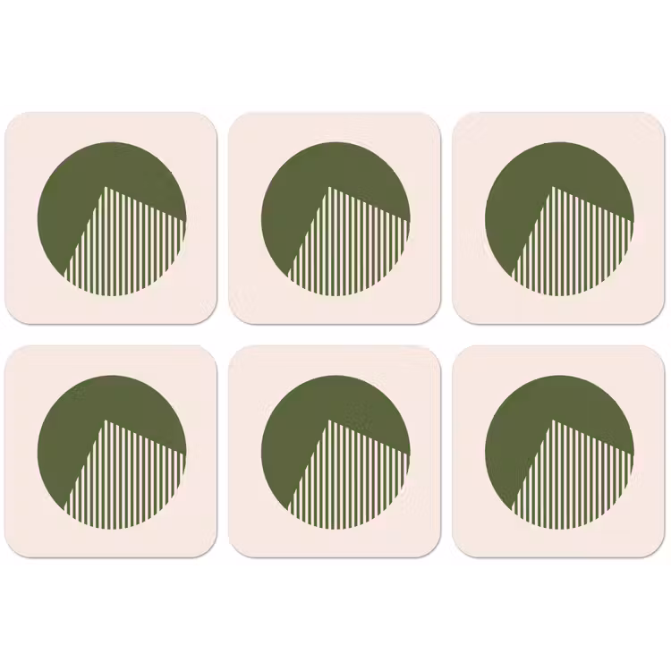 Cirkel - Strepen - Geometrisch - Abstract - Groen onderzetter kurk middel -zkaufland3dotto